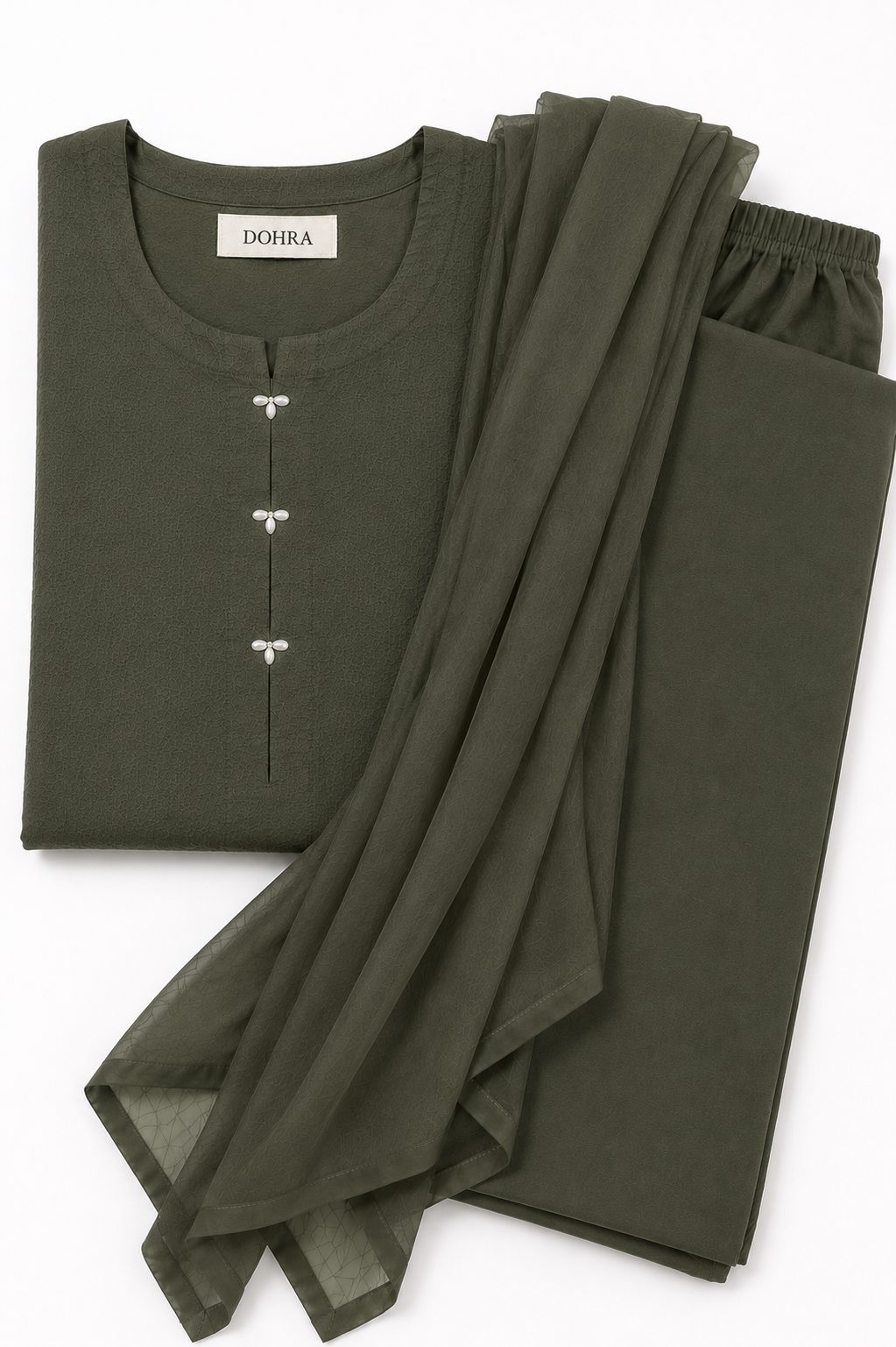Elegant Olive Green 3-Piece Suit — DOHRA